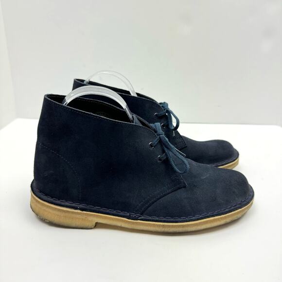 Clarks | Women's Dark Navy Blue Suede Leather Lace Up Desert Chukka Boots - Picture 5 of 12